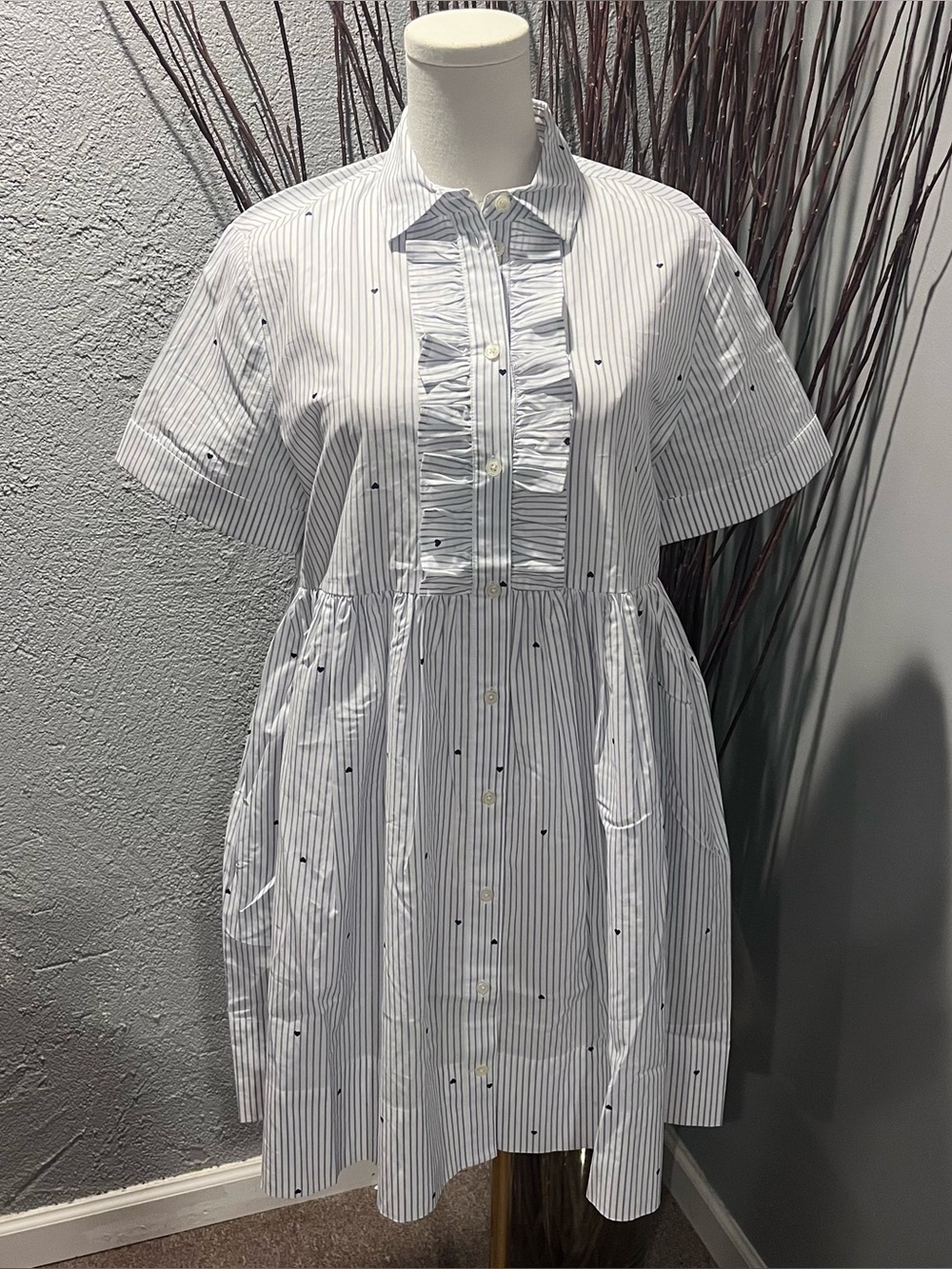 🌸NWOT KATE SPADE PINSTRIPE HEART POPLIN DRESS SIZE SMALL🌸